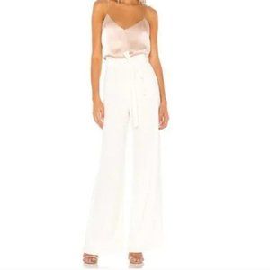 AMANDA UPRICHARD Ariya Wide Leg Pant Ivory Sz S Waist Tie Crepe Hi Rise